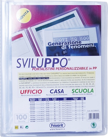 Portalistini A4 con 20 buste Favorit Sviluppo (Blu)